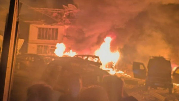 Damaged Nowgam Police Station after accidental explosion in Jammu and Kashmir.