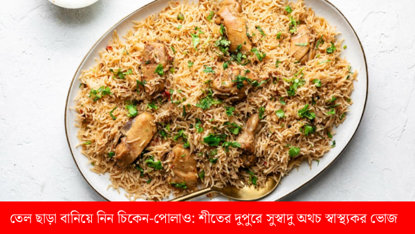 তেল ছাড়া বানিয়ে নিন চিকেন-পোলাও, স্বাস্থ্যকর ও তেলহীন ঘরোয়া রেসিপি