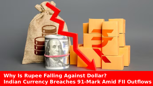 Why is rupee falling against dollar as INR breaches 91-mark amid FII outflows and trade deal uncertainty
