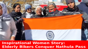 Inspirational women story of elderly women bikers reaching Nathula Pass